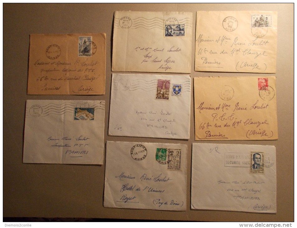 Marcophilie - Lettres - Lot De 8 Enveloppes Obliterations  Timbres Avant 1960 (10) - 1921-1960: Période Moderne