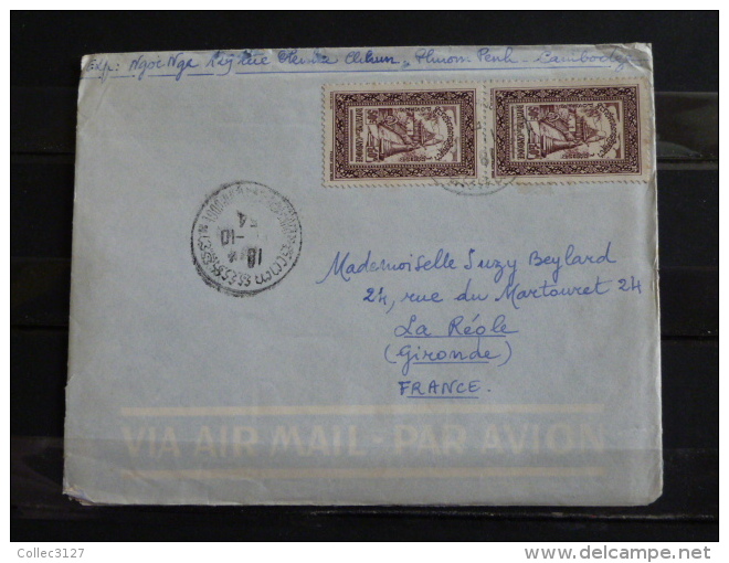 Cambodge - Lettre Envoyée En France En 1954 - Timbrée Recto Et Verso - Cambodja