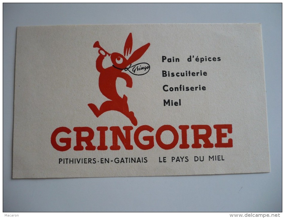 BUVARD GRINGOIRE. GRINGO Rouge Avec Sa Trompette. Années 50. TBon Etat. Pain D'épices Biscuiterie Confiserie Miel - Honigkuchen-Lebkuchen