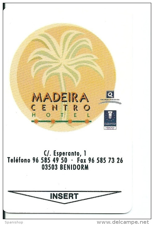 HOTEL MADEIRA CENTRO BENIDORM, TERRA NATURA IN REVERSE, Llave Clef Key Keycard Karte - Hotel Labels