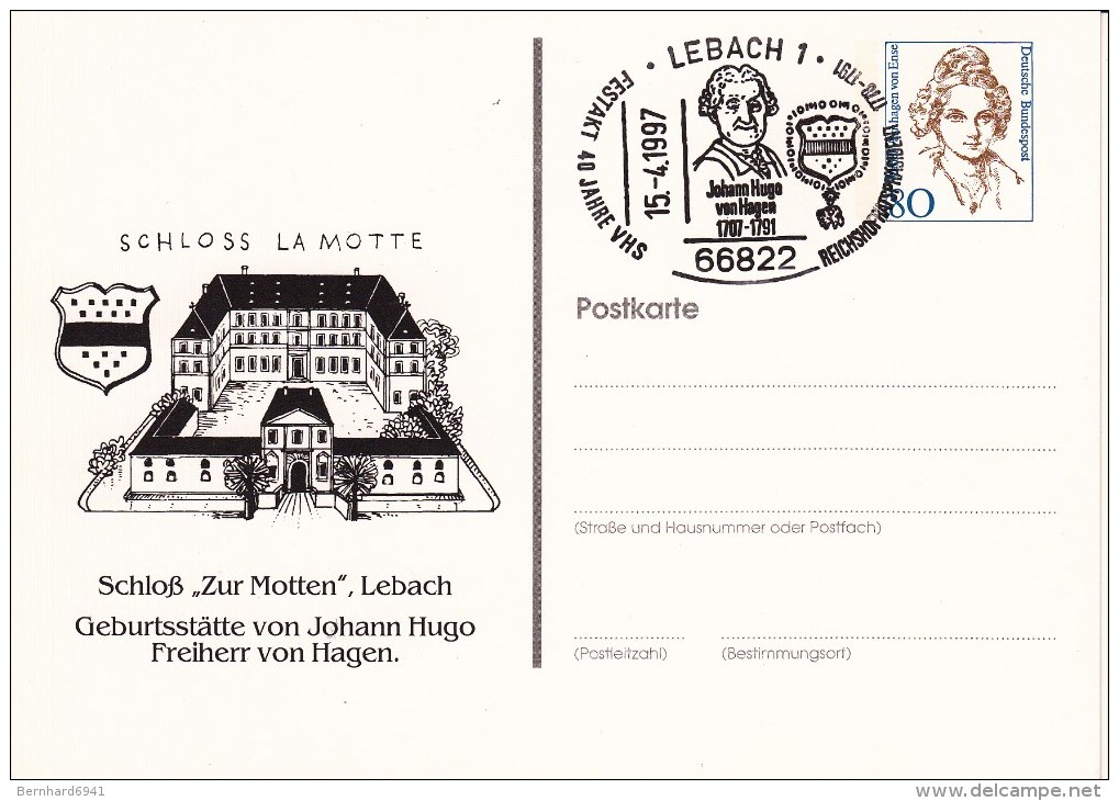 PP 170 B2/11  Schloß "zur Motten", Lebach - Geburtsstätte Von Johann Hugo Freiherr Von Hagen - Privatpostkarten - Gebraucht