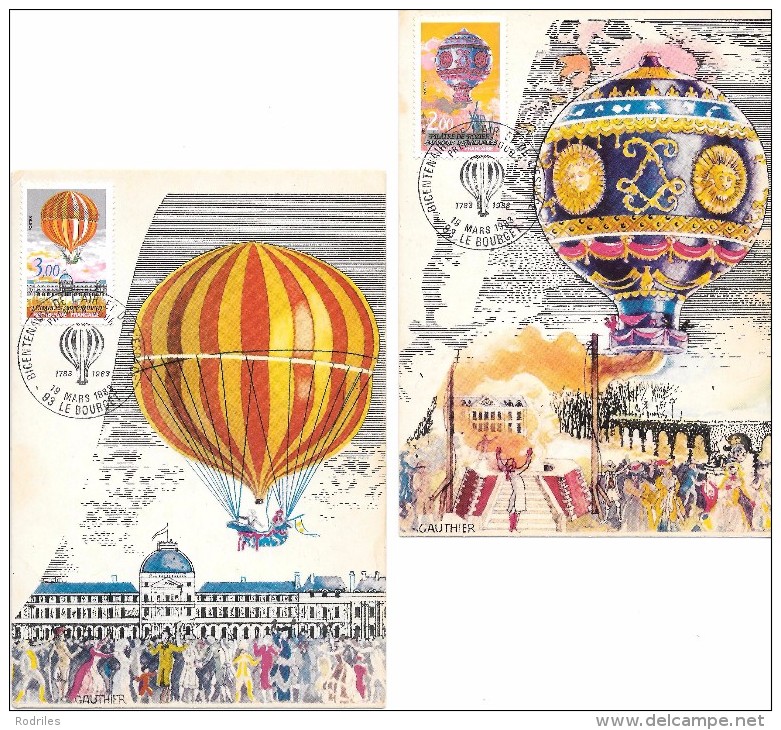 Francia. Dos Tarjetas Máximas Del Tema Globos - 1980-1989