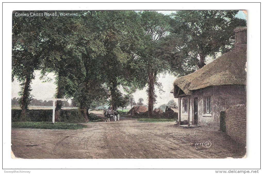 Goring Cross Roads, Thatched Cottage - WORTHING -  Old Postcard Used - Worthing