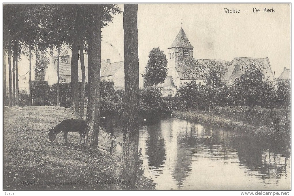 Vichte  -  De Kerk;  PRACHTKAART  -  GETAXEERD  -  1913 RUYEN   Naar   Antwerpen - Anzegem