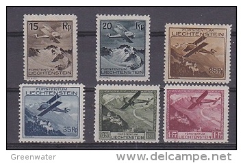 Liechtenstein 1930 Flugzeug über Landschaften 6v * Mh (=mint, Hinged) (21657) - Poste Aérienne