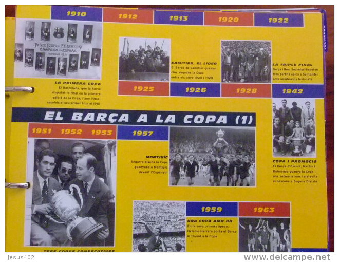 LIBRO CON FICHAS FUTBOL FOOTBALL DEL BARÇA 150 LAMINAS  editado por la vanguardia en 1996