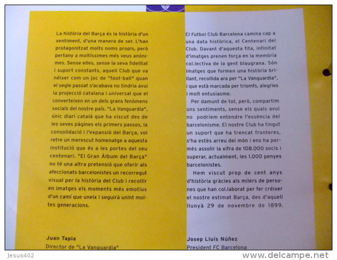 LIBRO CON FICHAS FUTBOL FOOTBALL DEL BARÇA 150 LAMINAS  editado por la vanguardia en 1996