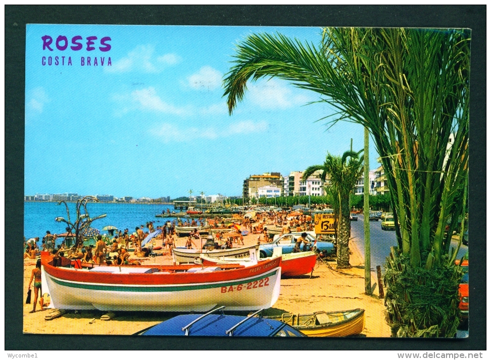 SPAIN  -  Rosas  Playa De Los Pescadores  Used Postcard As Scans - Other & Unclassified