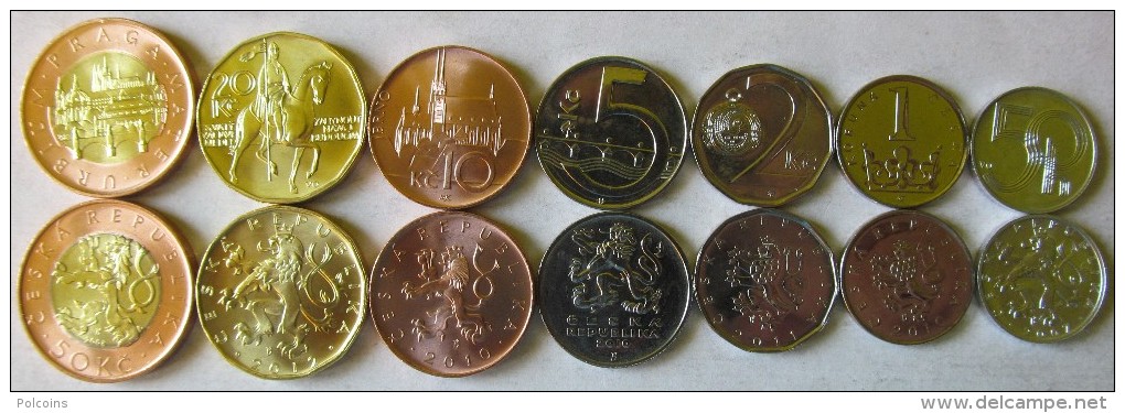 Czech Republic Set Of 7 Coins 2007-2012 "0,50+1+2+5+10+20+50 Korun" UNC - Tchéquie