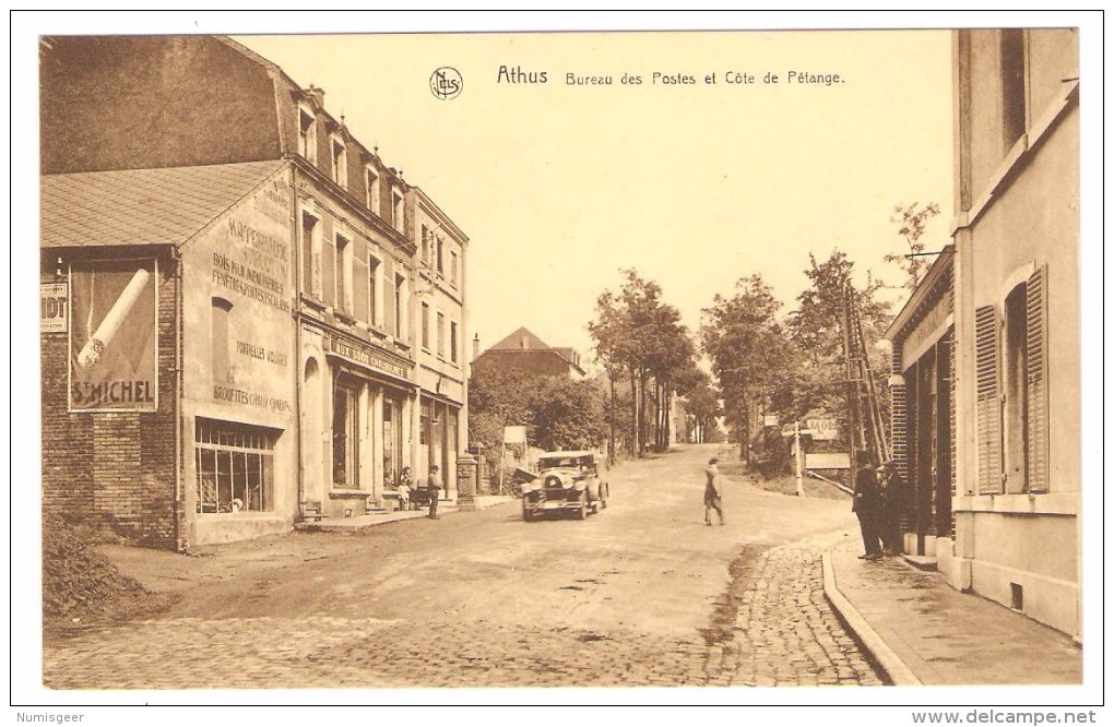 ATHUS    ---   Bureau Des Postes Et Côte De Pétange  ( Automobile Ancienne ) - Aubange