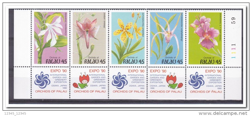 Palau 1990, Postfris MNH, Flowers, Orchids, Expo '90 Osaka - Palau