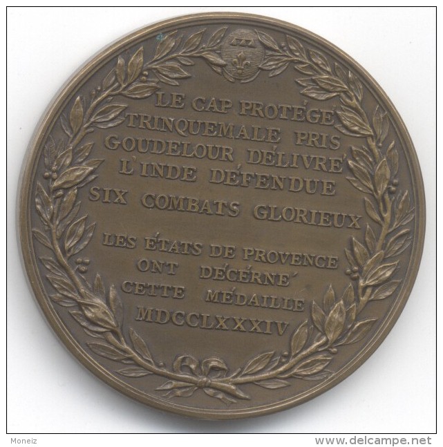 Medaille  Victoires Du Bailly De Suffren Dans L'Océan Indien 1784  TTB + - Royaux / De Noblesse