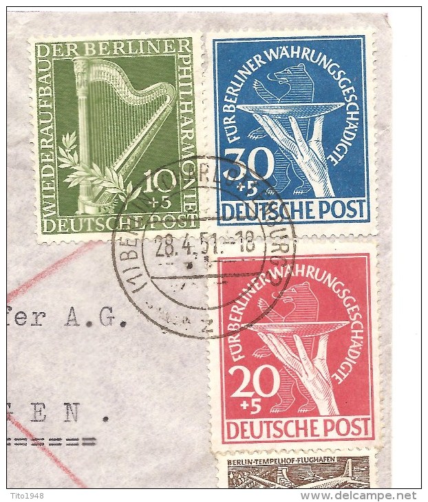 1951 Deutschland, Express - Brief, Luftpost Berlin 28.4.51 Nach Schweiz, Mi 69, 70, 72, + +, Siehe Scans! - Briefe U. Dokumente