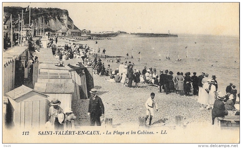 Saint-Valéry-en-Caux (Seine-Inférieure) - La Plage Et Les Cabines - Carte LL - Forges Les Eaux