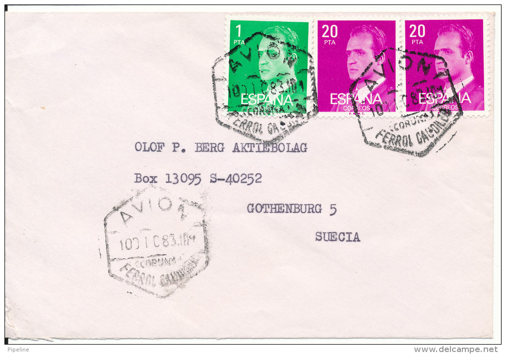 Spain Cover Sent To Sweden Avion 10-12-1983 - Covers & Documents