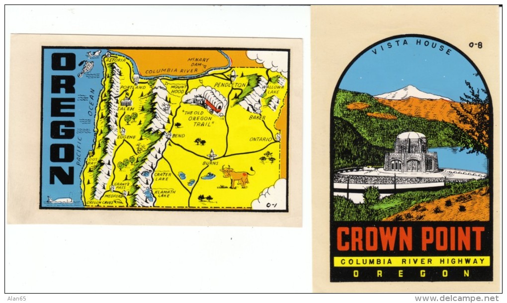 Oregon Map And Columbia River Highway Decals Window Stickers, Travel - Stickers