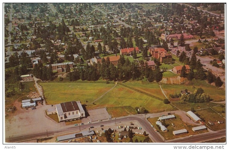 Tacoma Washington, Pacific Lutheran College Aerial View Of Campus Buildings, C1950s/60s Vintage Postcard - Tacoma