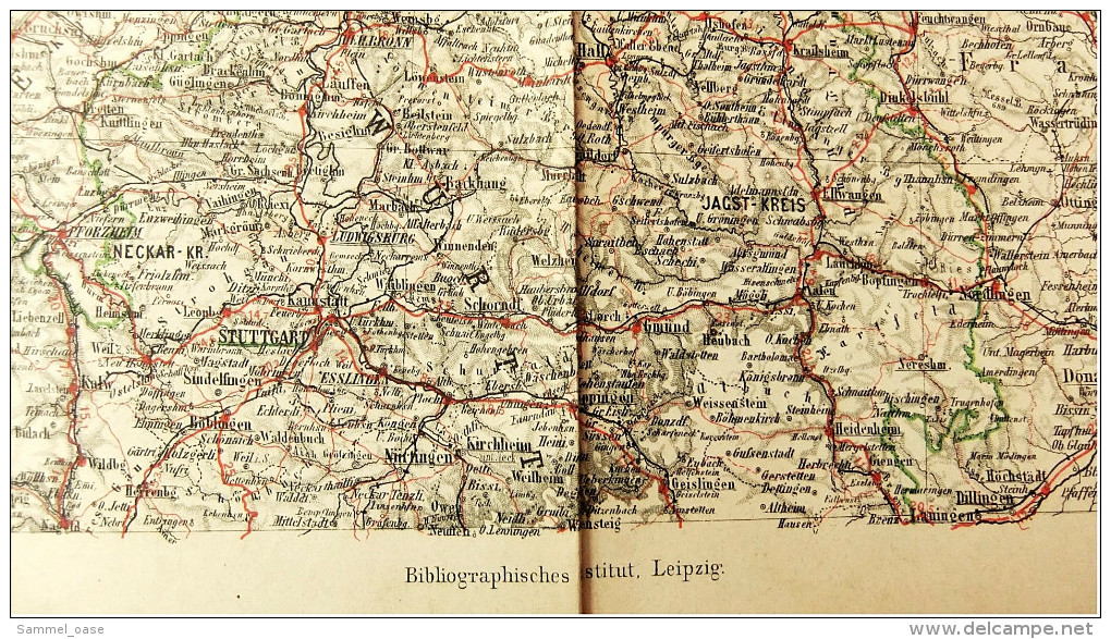 Alte Strassenkarte Ca. 1930  -  Mittel-Deutschland  -  Von Stuttgart  / Regensburg Bis Münster / Wittenberg - Carte Stradali