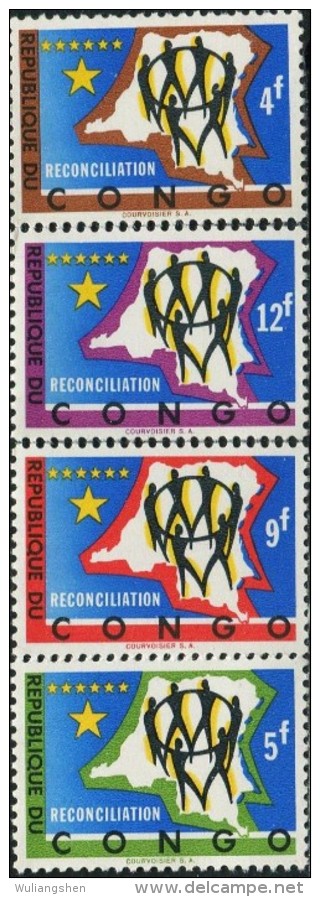 DA1374 DRC 1963 Flag Map 4v MNH - Neufs