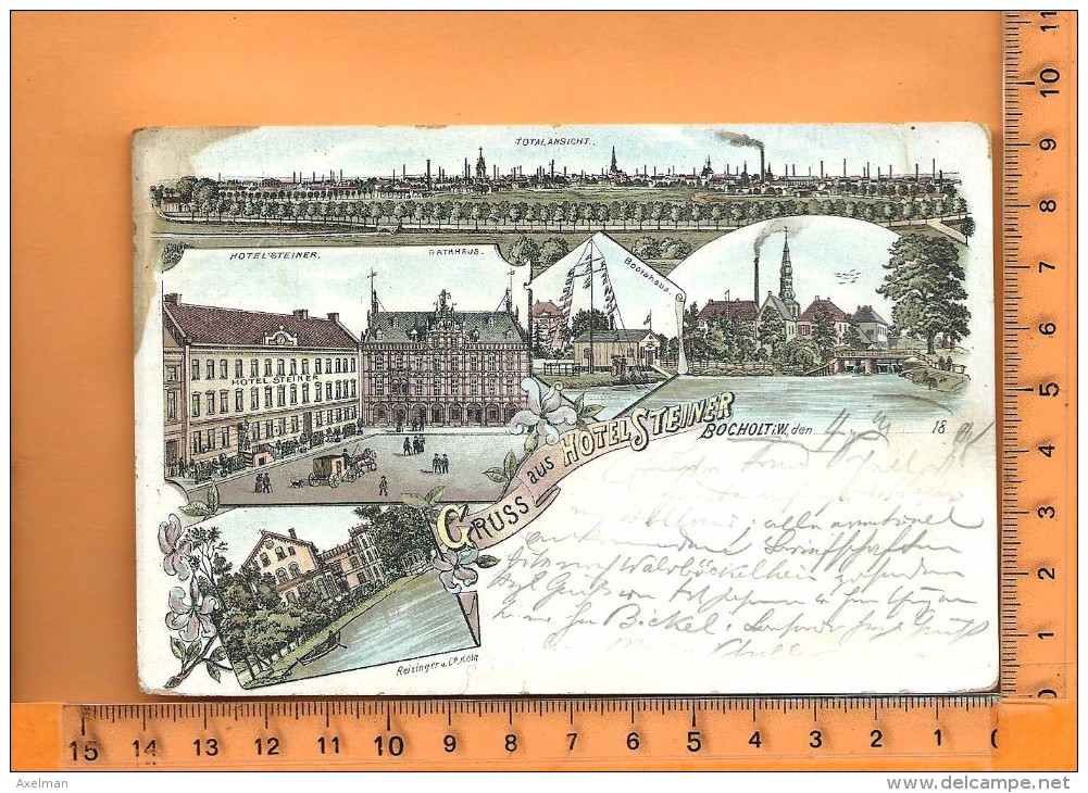 BOCHOLT:: Lithographie Multi Vues, Gruss Aus Hotel Steiner, - Bocholt