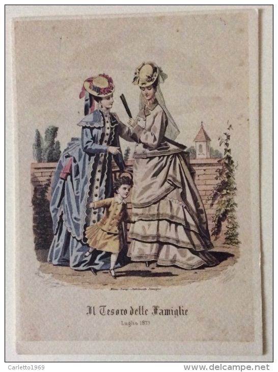 Il Tesoro Delle Famiglie 4 Stampe  Luglio 1873 Milano - Parigi- Stabilimenti Sonzogno - Moda