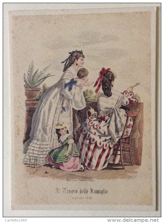 Il Tesoro Delle Famiglie 4 Stampe  Luglio 1873 Milano - Parigi- Stabilimenti Sonzogno - Moda