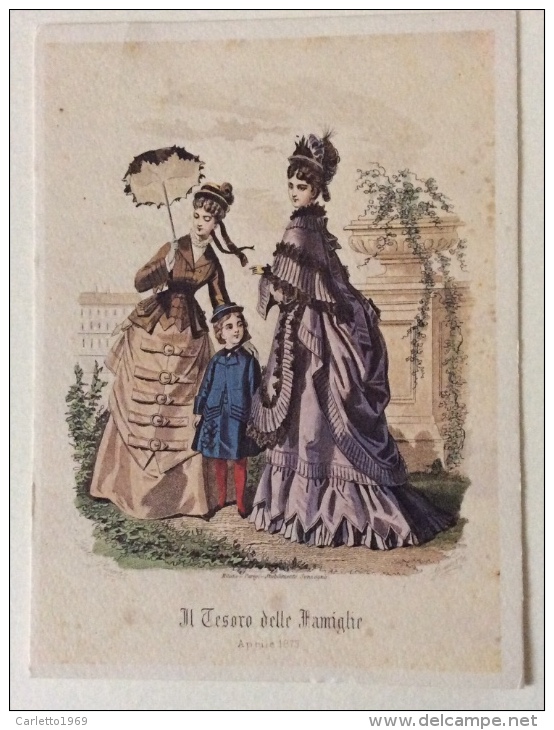 Il Tesoro Delle Famiglie 4 Stampe  Luglio 1873 Milano - Parigi- Stabilimenti Sonzogno - Moda