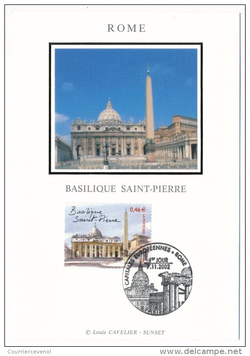 FRANCE - 4 Cartes Soie - Capitales Européennes - ROME : Basilique Saint Pierre, Colisée, Fontaine De Trevi, Eglise .2002 - 2000-2009