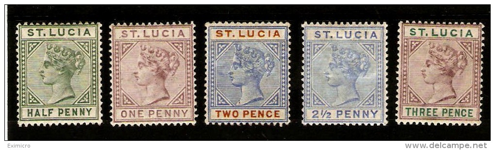 ST LUCIA 1891 - 1898 SET TO 3d DIE II SG 43/47 MOUNTED MINT Cat £36 - Ste Lucie (...-1978)