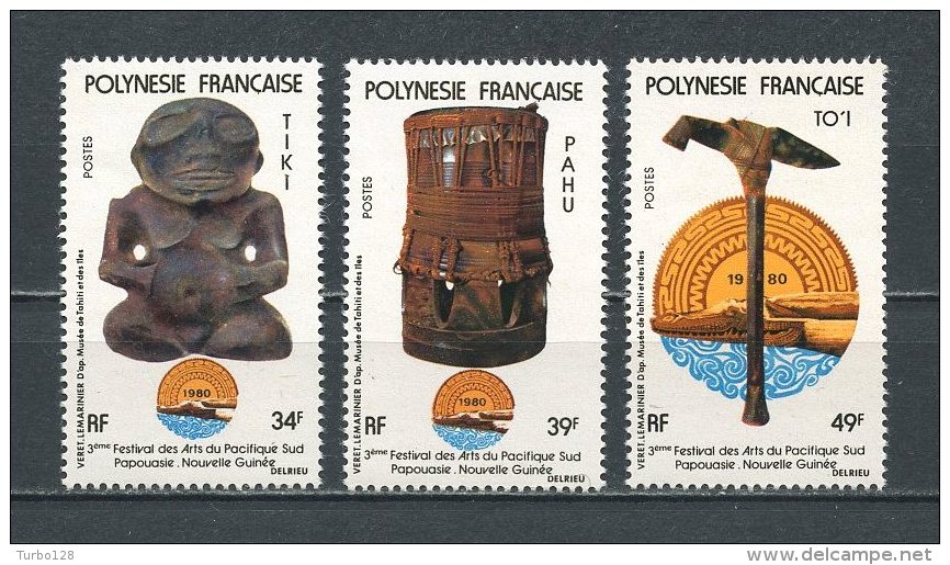 POLYNESIE 1980 N° 153/155 ** Neufs = MNH Superbes Cote 7.60 € Festival Arts Pacifique Sud Statuette Tam Tam Hachette - Ungebraucht