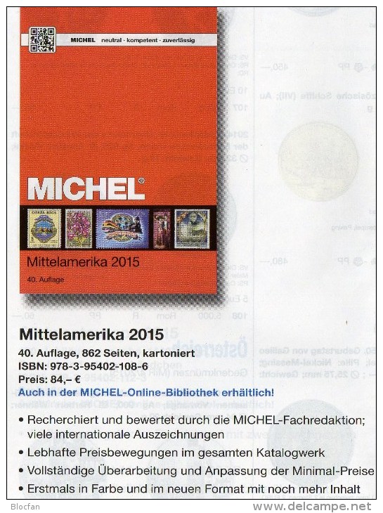 Mittel-Amerika Band 1 Teil II Michel Katalog Ü 1/2 Briefmarken 2015 Neu 84€ Mexiko Panama Honduras Guatemala Costa Rica - Tedesco