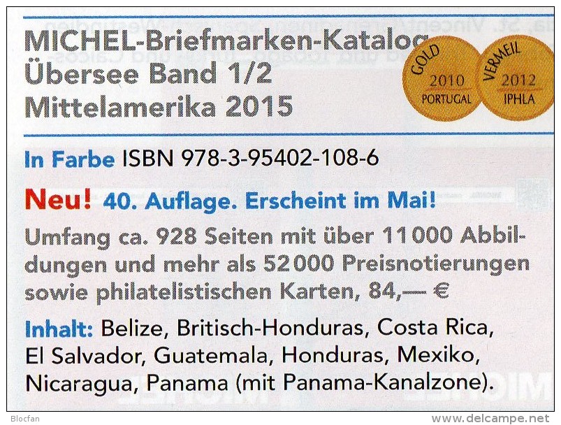 Mittel-Amerika Band 1 Teil II Michel Katalog Ü 1/2 Briefmarken 2015 Neu 84€ Mexiko Panama Honduras Guatemala Costa Rica - Deutsch