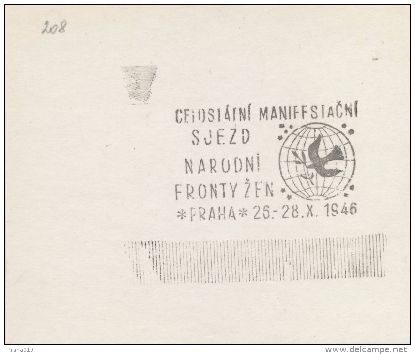 J1001 - Czechoslovakia (1945-79) Control Imprint Stamp Machine (R!): Congress Of The National Front For Women 1946 - Proofs & Reprints