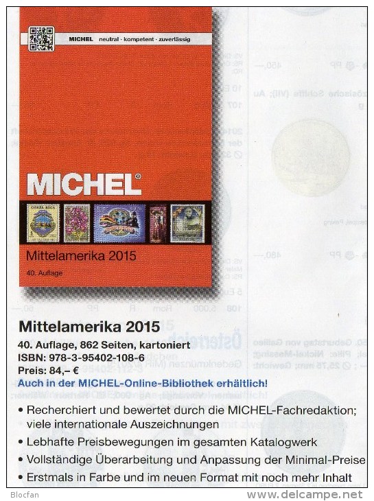 Mittel-Amerika Band 1 Teil 2 Michel Katalog Ü 1/ II Briefmarken 2015 Neu 84€ Mexiko Panama Honduras Guatemala Costa Rica - Cronaca & Annuari