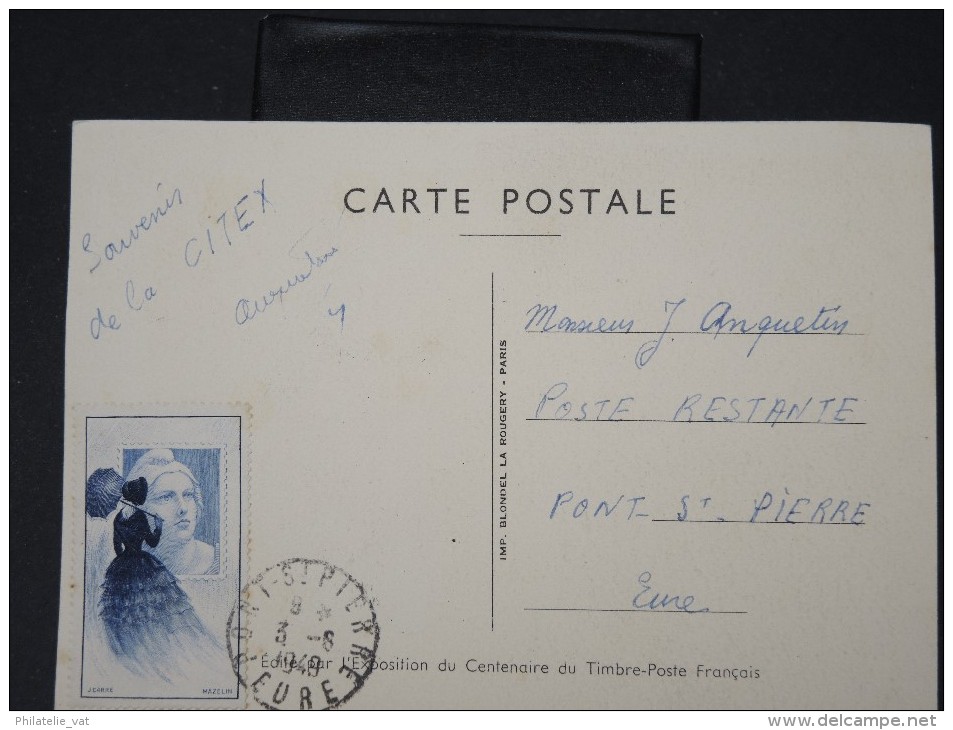 FRANCE- N° 841 Sur Cp Du Centenaire Du Timbre 1949  LOT P4625 - ....-1949