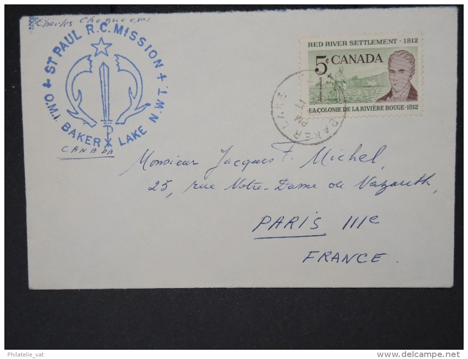 CANADA- Enveloppe Avec Cachet ST Paul RC Mission Baker Lake  Pour La France  LOT P4630 - Storia Postale