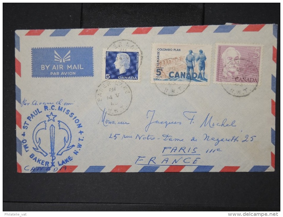 CANADA- Enveloppe Avec Cachet ST Paul RC Mission Baker Lake  Pour La France  LOT P4631 - Briefe U. Dokumente