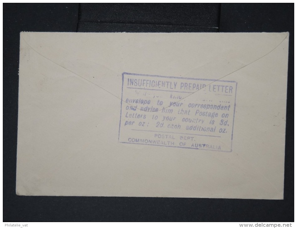 AUTRALIE- Enveloppe Avec Taxe  Jolie Griffe Au Dos  Poue La France En 1938 A Voir LOT P4647 - Portomarken