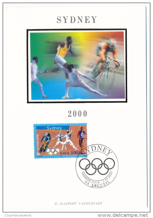 FRANCE - 3 Cartes Soie - Jeux Olympiques De SYDNEY - 2000 - 2000-2009