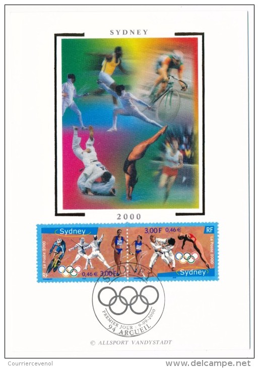 FRANCE - 3 Cartes Soie - Jeux Olympiques De SYDNEY - 2000 - 2000-2009