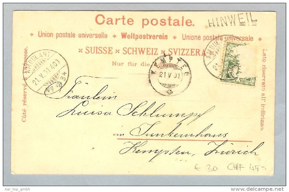 AK ZH Hinwil Bachtel 1901-05-21 Litho E. Oetiker - Hinwil