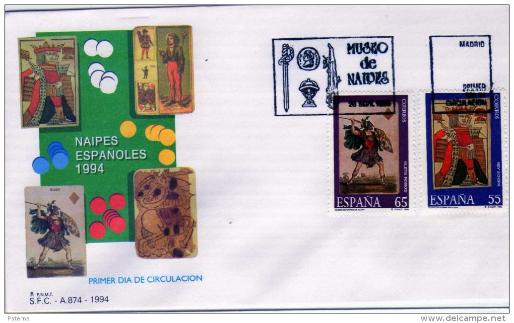 2656  FDC  Madrid 1994, Naipes Española, Baraja, Museo Del Naipe, - Sin Clasificación