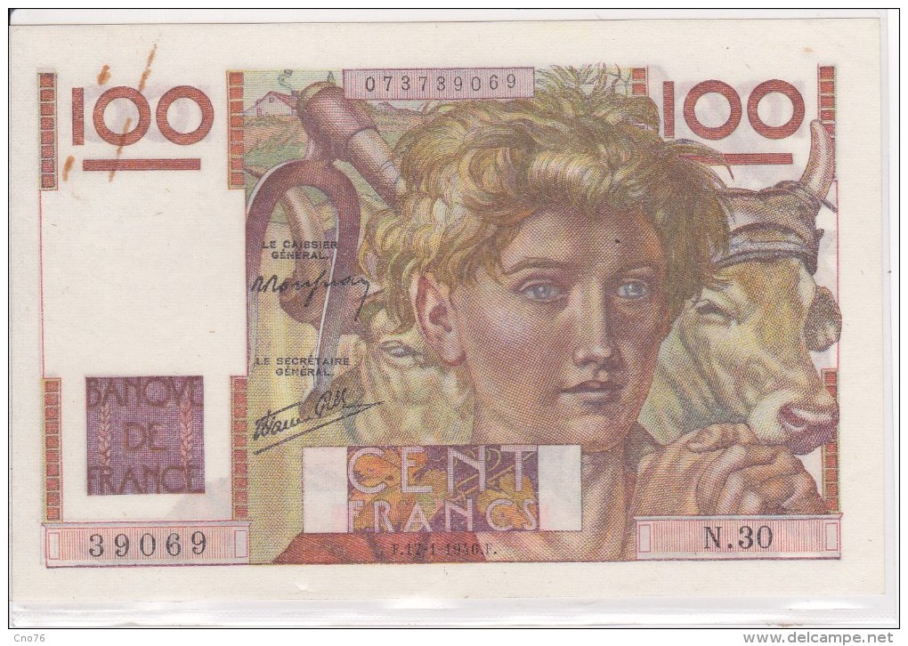 France Billet 100 Francs Type Jeune Paysan Du 17/01/1946 - 100 F 1945-1954 ''Jeune Paysan''