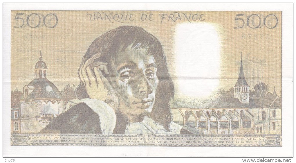 France Billet 500 Francs Type Pascal De 1989 - 500 F 1968-1993 ''Pascal''