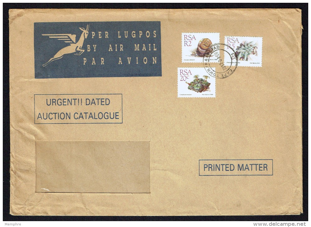 1992  Air Mail Letter To The USA  Franked R7.50 Succulent Definitives  R5, R2, R0.20 - Covers & Documents