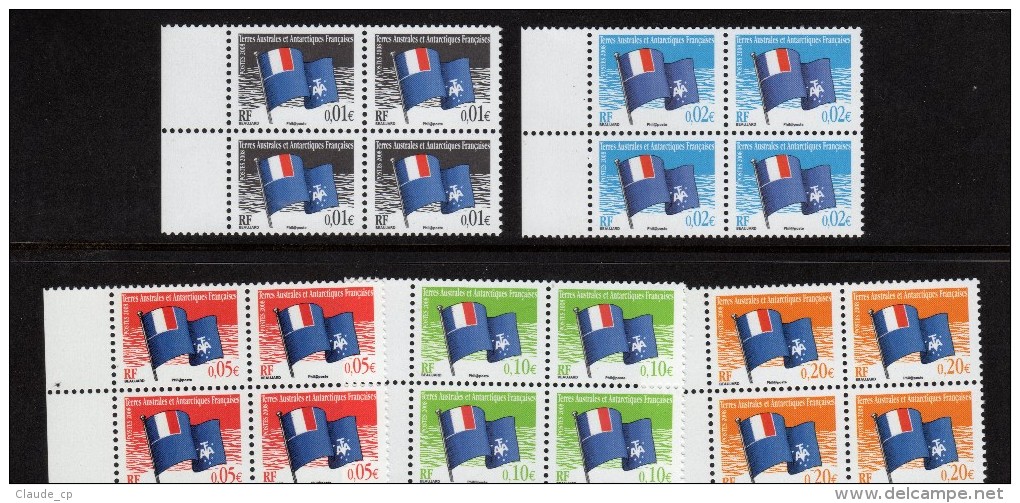 TAAF   2007  --Série Drapeaux En Bloc De 4  --   1° Tirage  ( 27.09.07 )  --   Gomme  Brillante - Unused Stamps