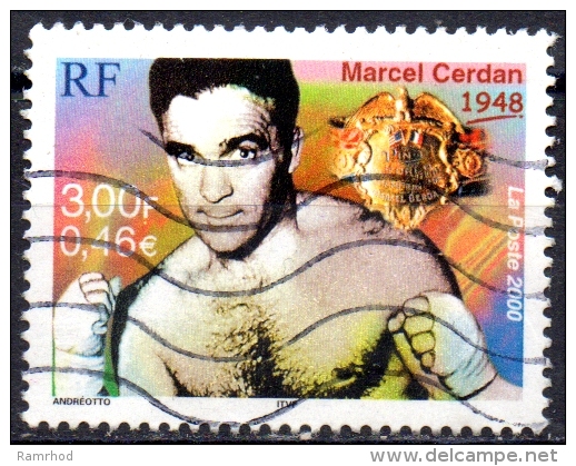 FRANCE 2000 The Twentieth Century. Sporting Achievements - 3f. Marcel Cerdan (World Middleweight Champion, 1948)  FU - Autres & Non Classés