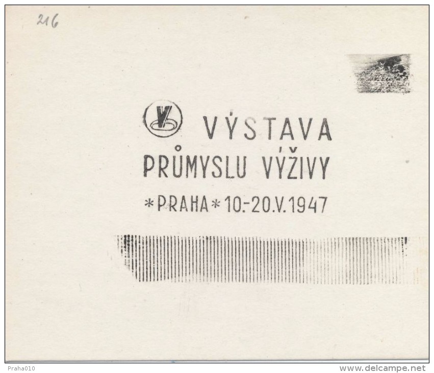 J1017 - Czechoslovakia (1945-79) Control Imprint Stamp Machine (R!): Exhibition Industry Nutrition, Prague 1947 - Ensayos & Reimpresiones