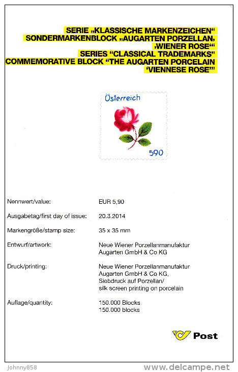 2010, Erläuterungsblatt (Abhandlung) "Augarten Porzellan, Wiener Rose" - Other & Unclassified