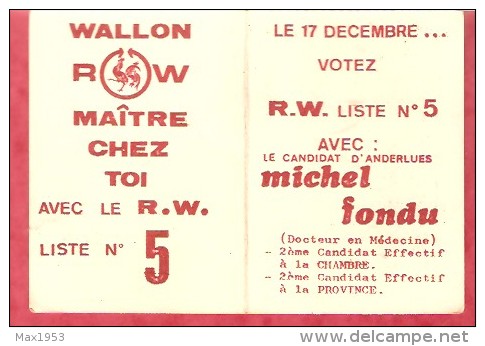 1979 - Le 17 Décembre ... Votez R.W. Liste N°5 - Michel FONDU ( Anderlues) - Petit Format : 1971-80